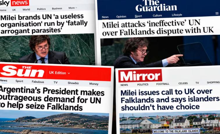 Así fue la reacción de los medios británicos al discurso de Milei en la ONU: “Una exigencia escandalosa”