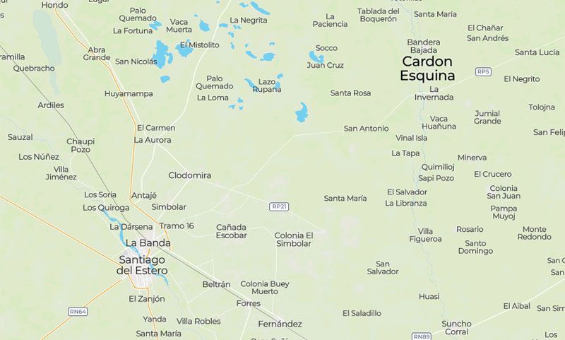 Mapa Cardon Esquina Santiago del Estero