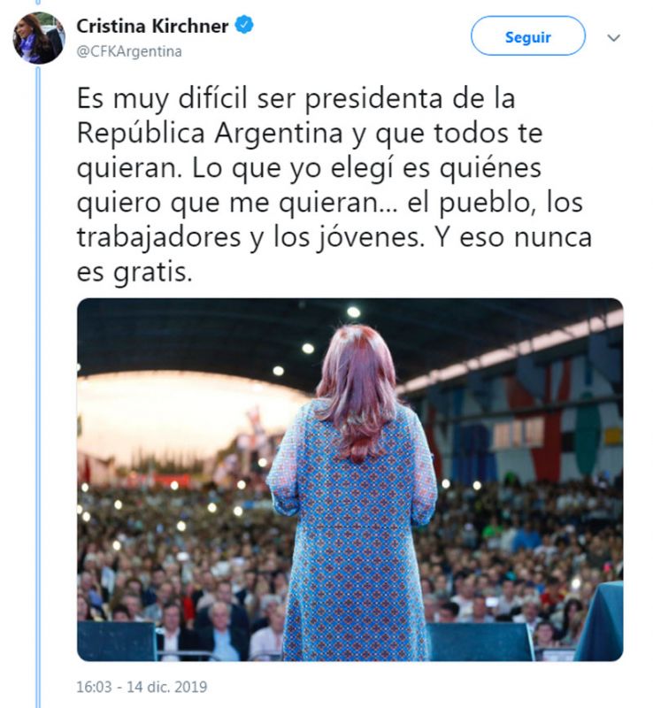 Polémica en las redes sociales porque Cristina Kirchner se refirió a sí ...