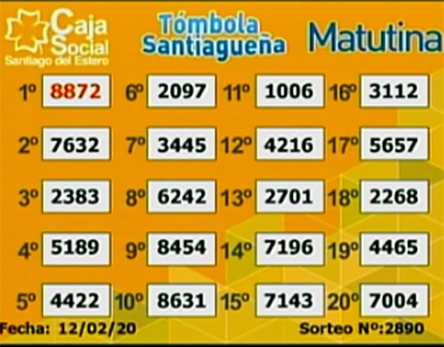 El sorteo matutino de la Tómbola Santiagueña