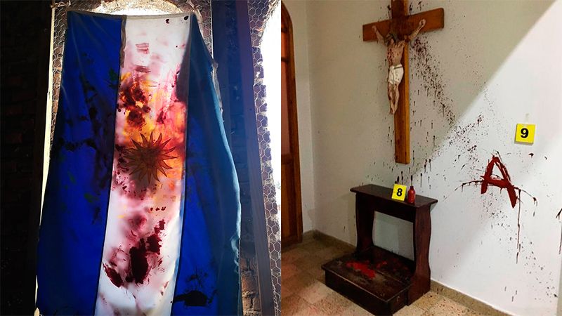 La Bandera Argentina vandalizada  