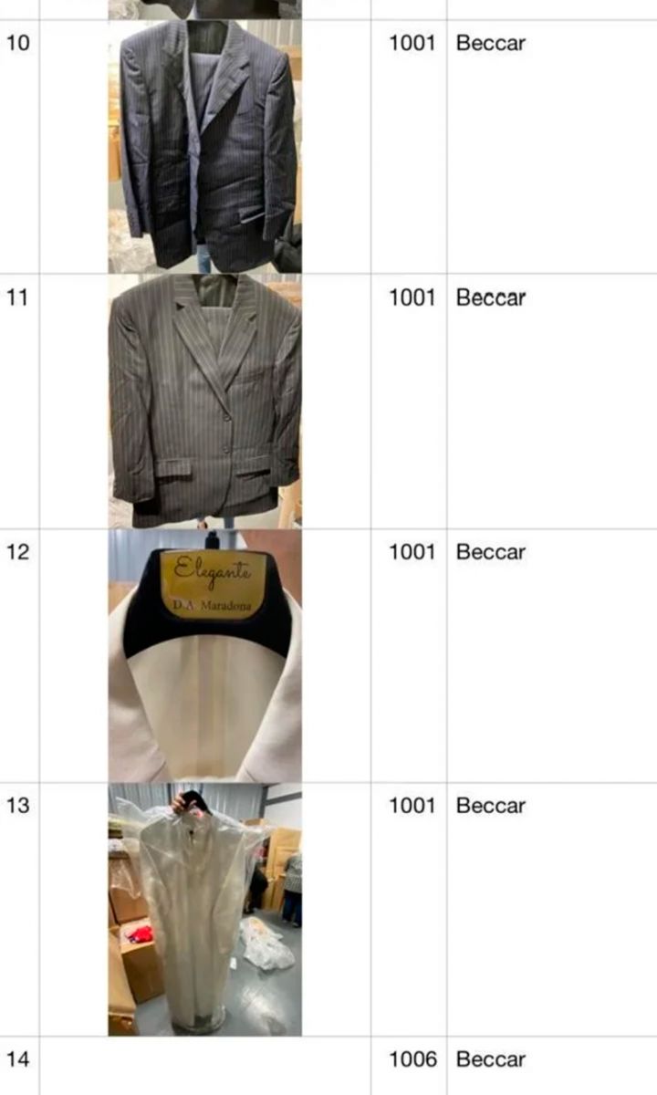 Los elegantes y exclusivos aacos que utilizaba El Diez, de Fiorito paa el Mundo. 