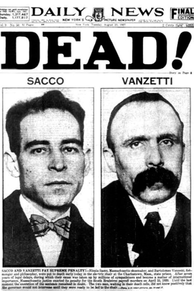 Sacco y Vanzetti fueron ejecutados en 1927 