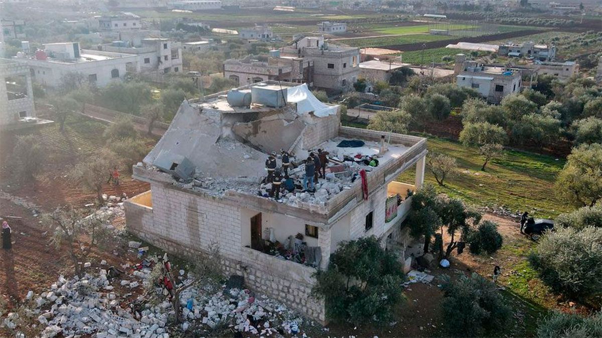 El lugar donde se llevó a cabo el operativo de las fuerzas estadounidenses en el norte de Siria. 