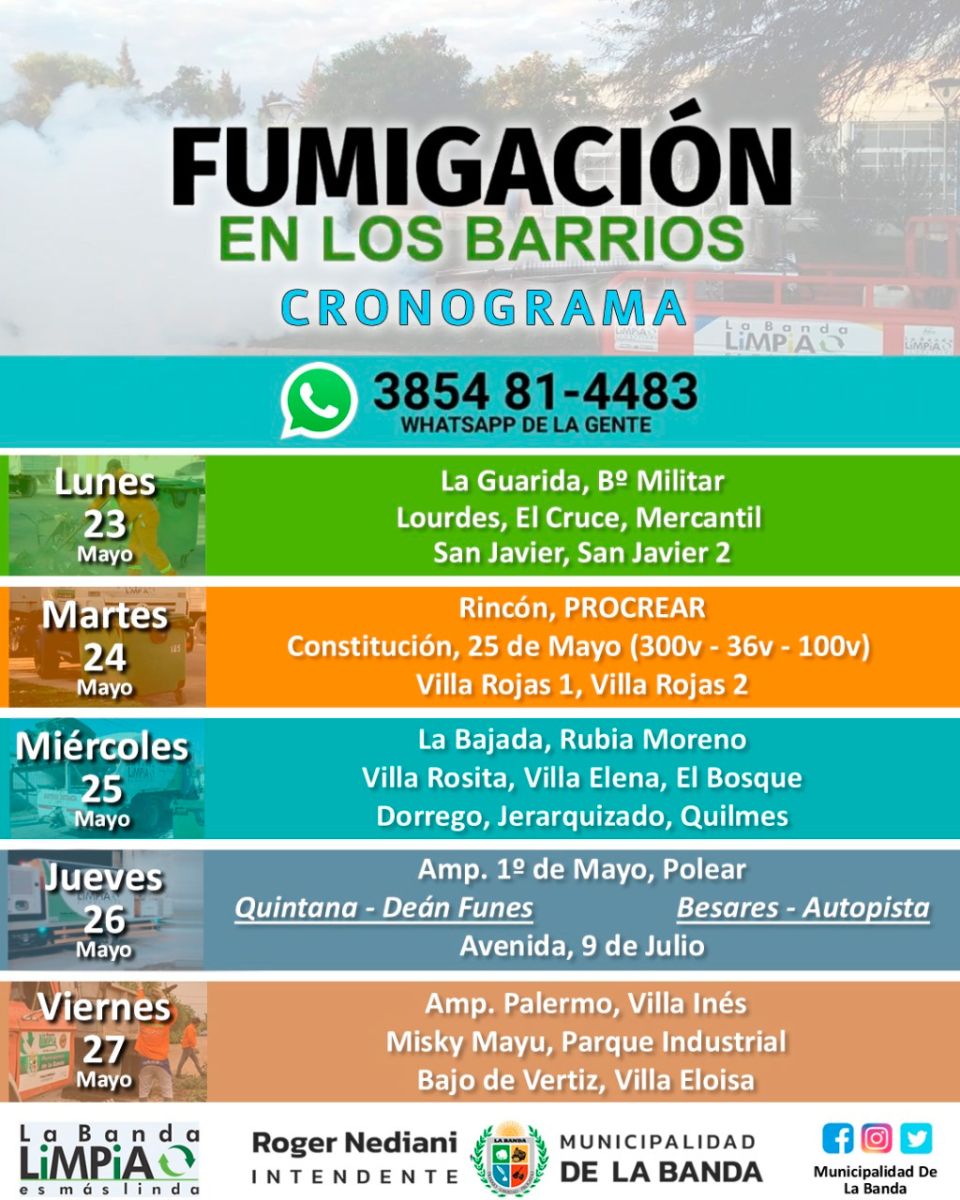 El municipio de La Banda continúa con la fumigación semanal en los ...