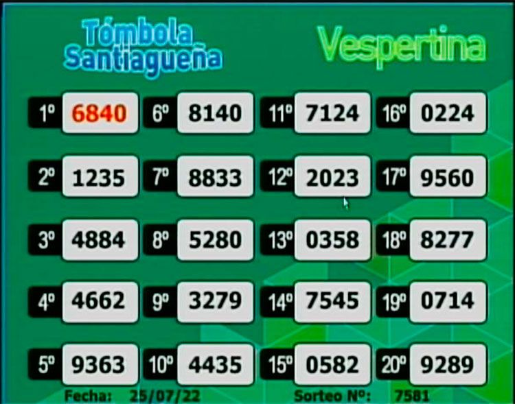 T mbola Santiague a Los N meros De Este Lunes 25 De Julio Diario