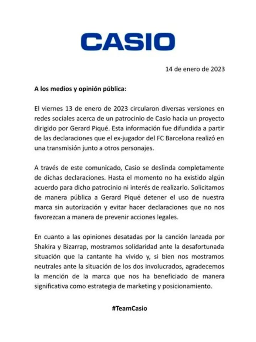 Casio comunicado 