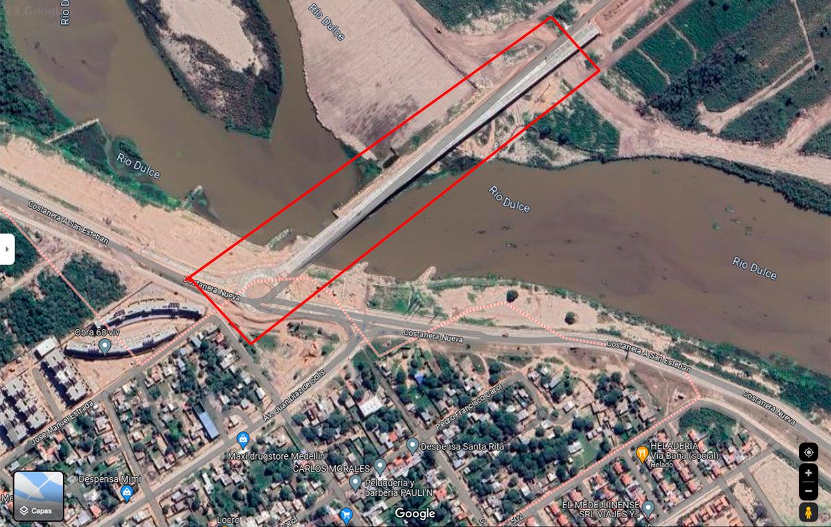 Vista del cruce sobre el río Dulce 