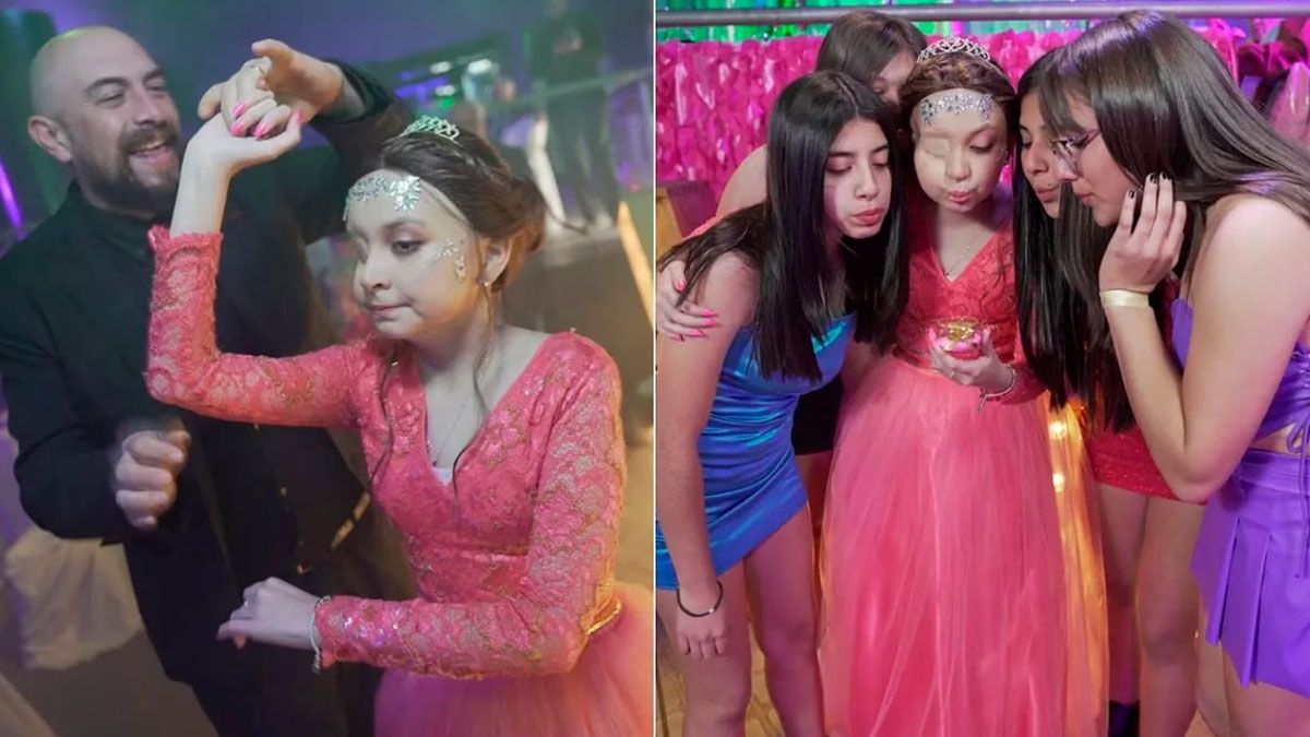 A la izquierda, Mariano y su hija Agustina. A la derecha, la cumpleañera junto a sus mejores amigas 