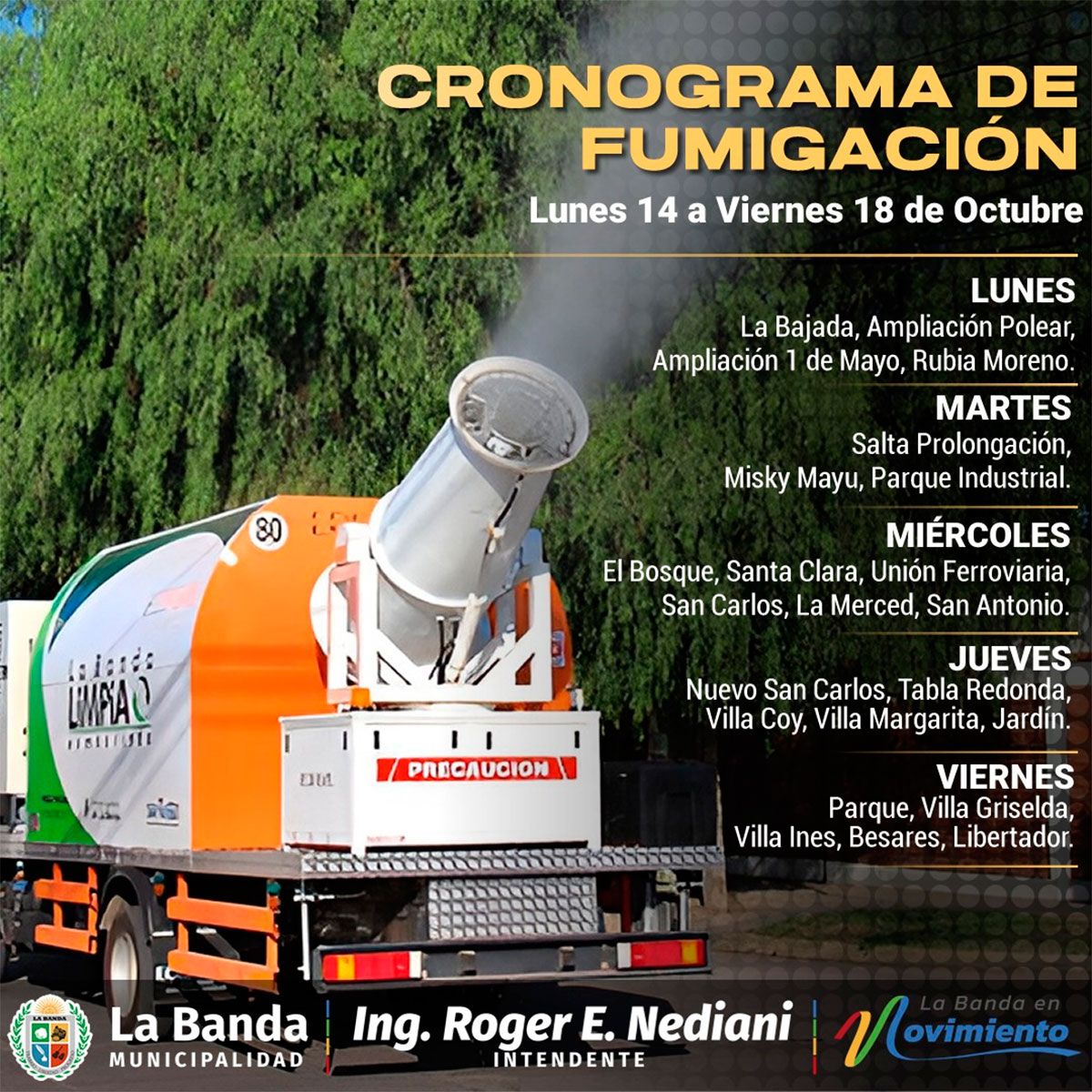 Nediani intensifica las tareas de fumigación en los barrios de La Banda ...