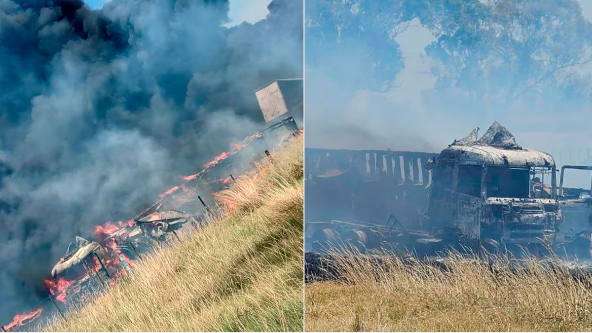 Choque e incendio de tres camiones dejó un muerto y heridos - Diario ...