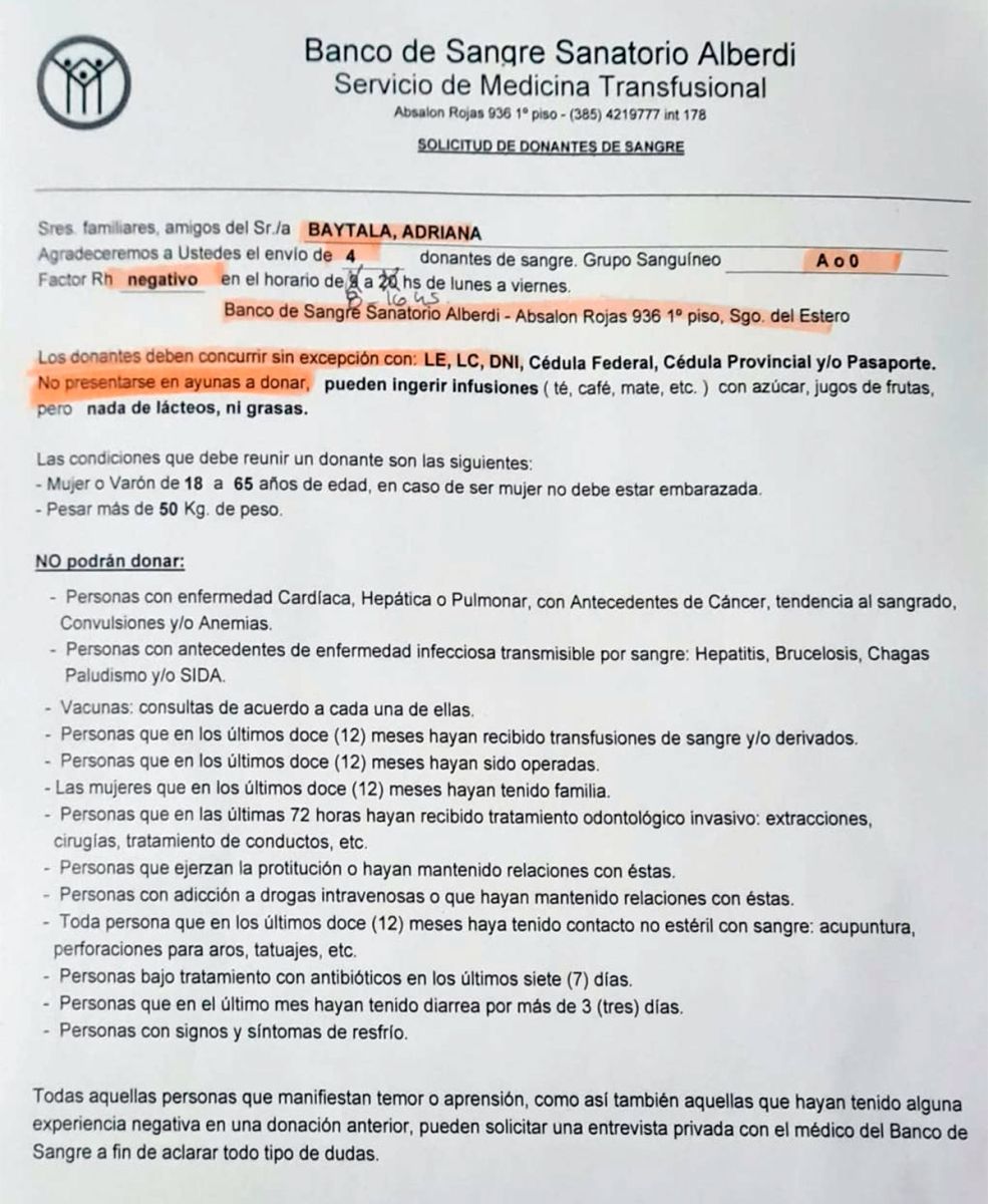 Consejos para dadores de sangre 