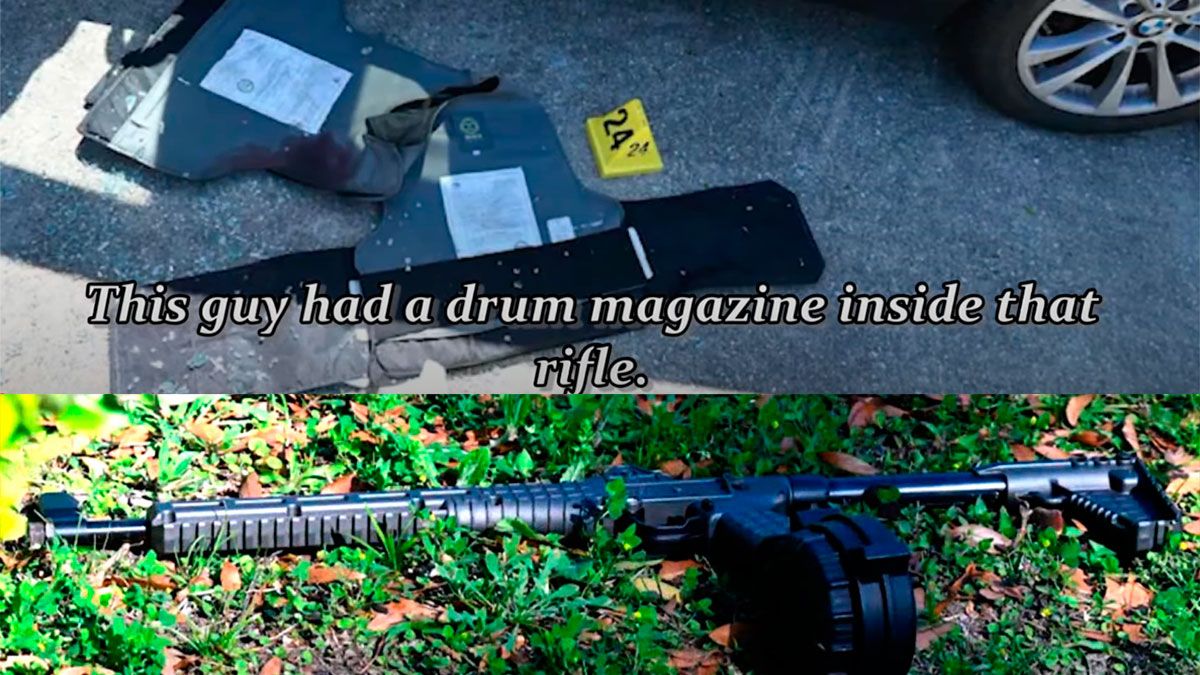 Chaleco blindado y rifle  