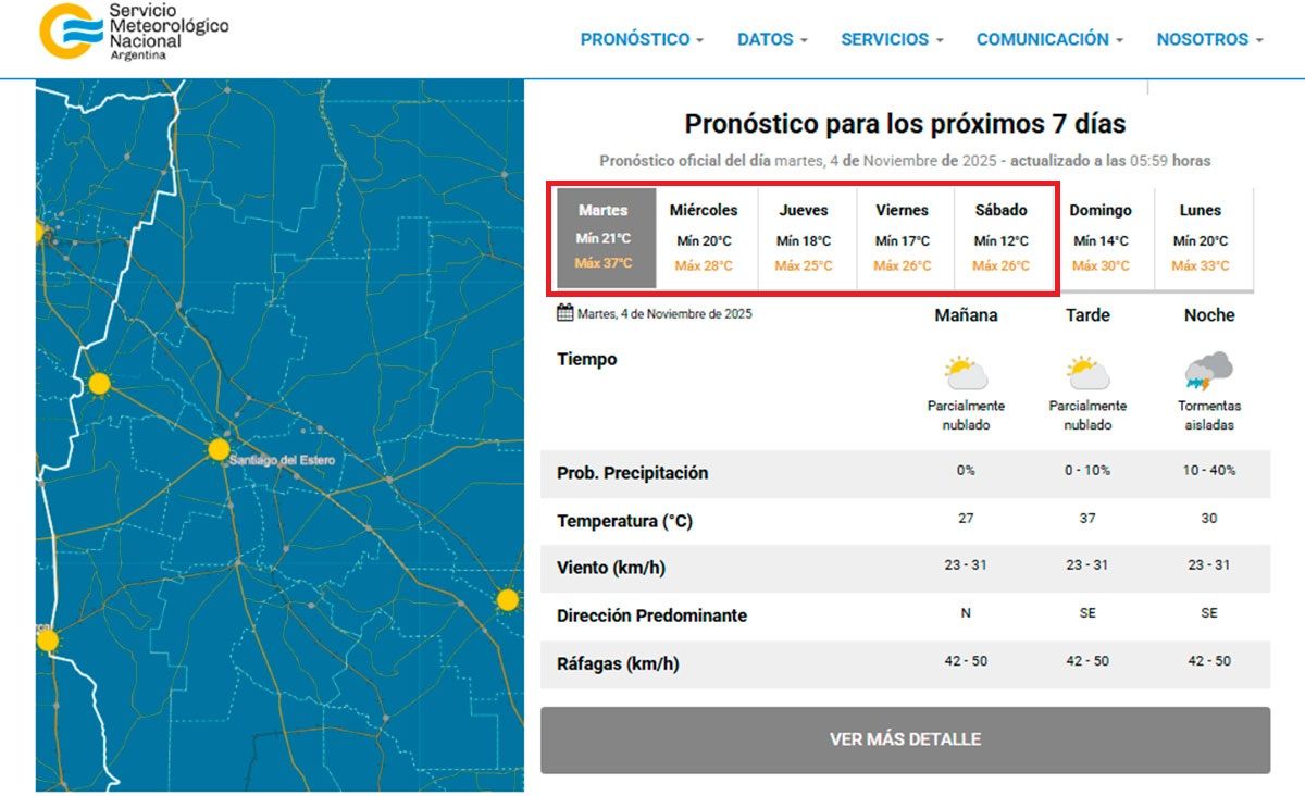 Pronóstico extendido SMN 