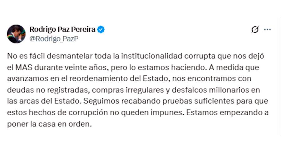 El mensaje de Rodrigo Paz 