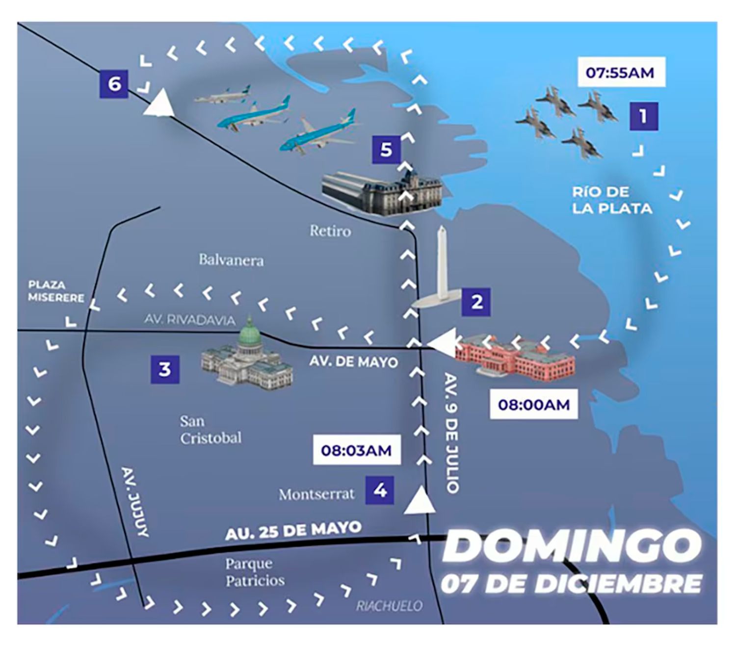 Recorrido que realizarán 