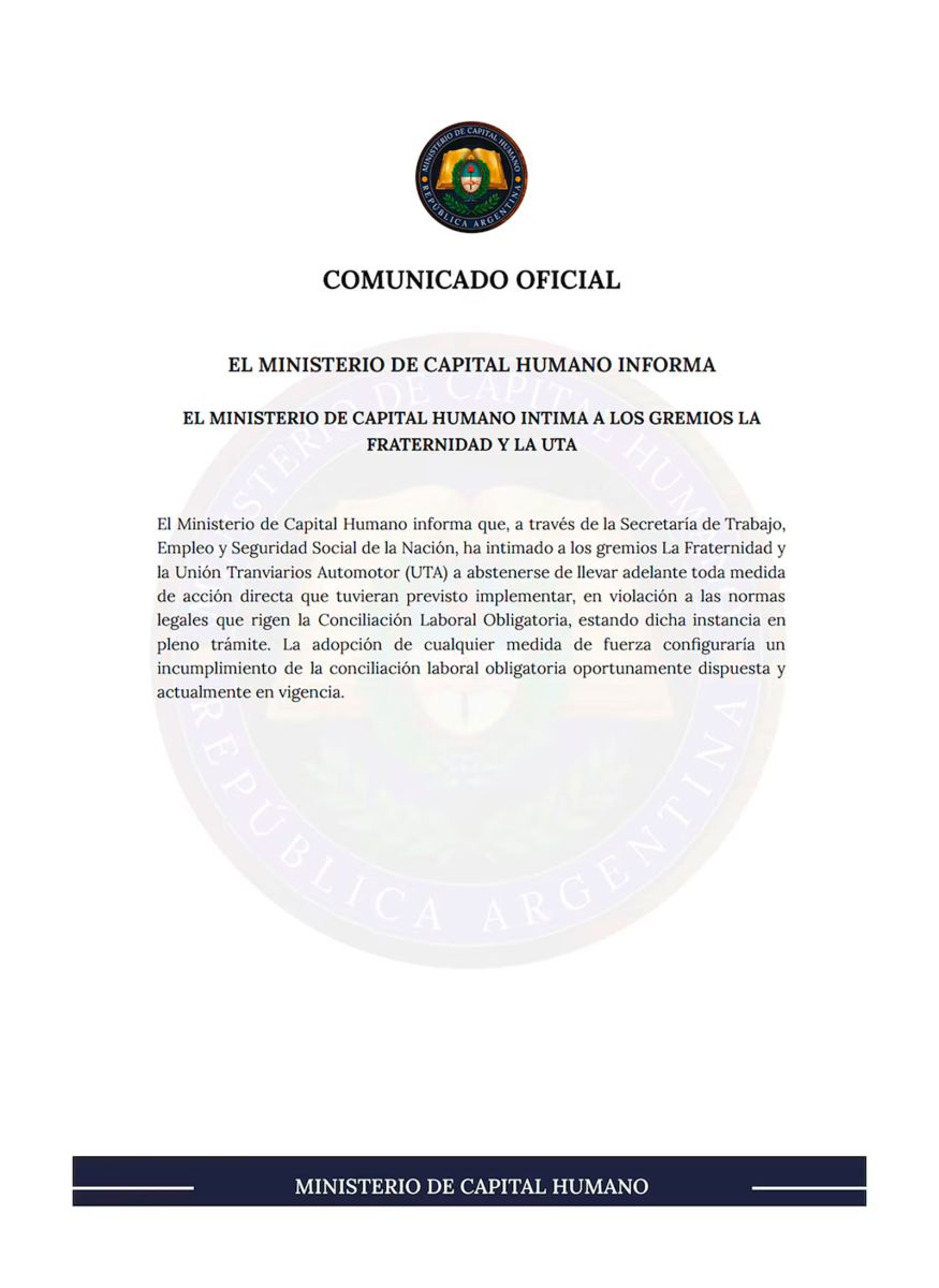 Comunicado del Gobierno  