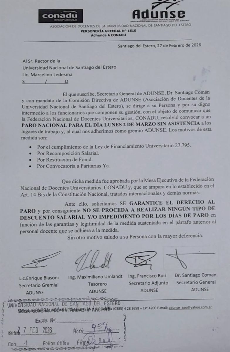 Comunicado de ADUNSE 