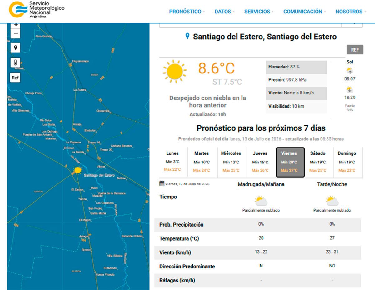 SMN Pronóstico extendido 