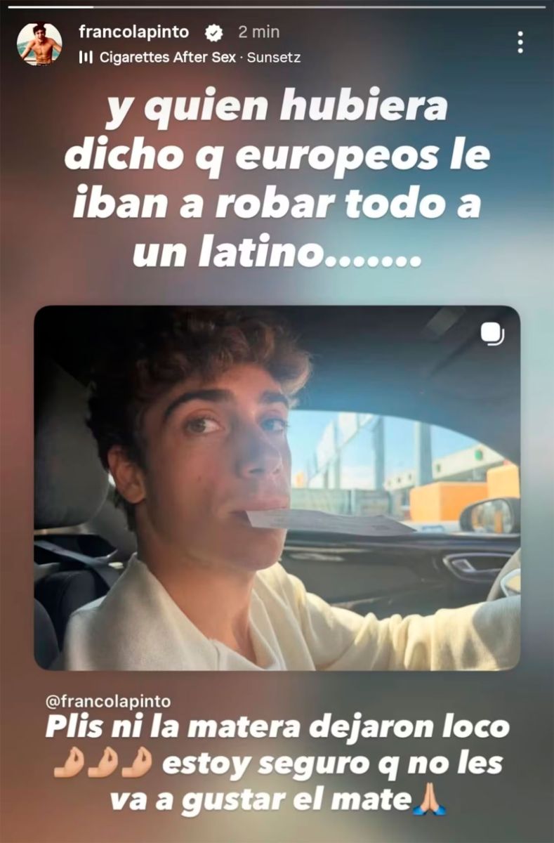 El posteo de Franco sobre el robo 