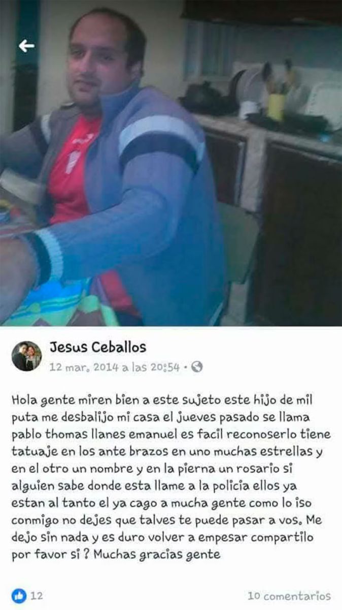 La publicación de una de sus víctimas 