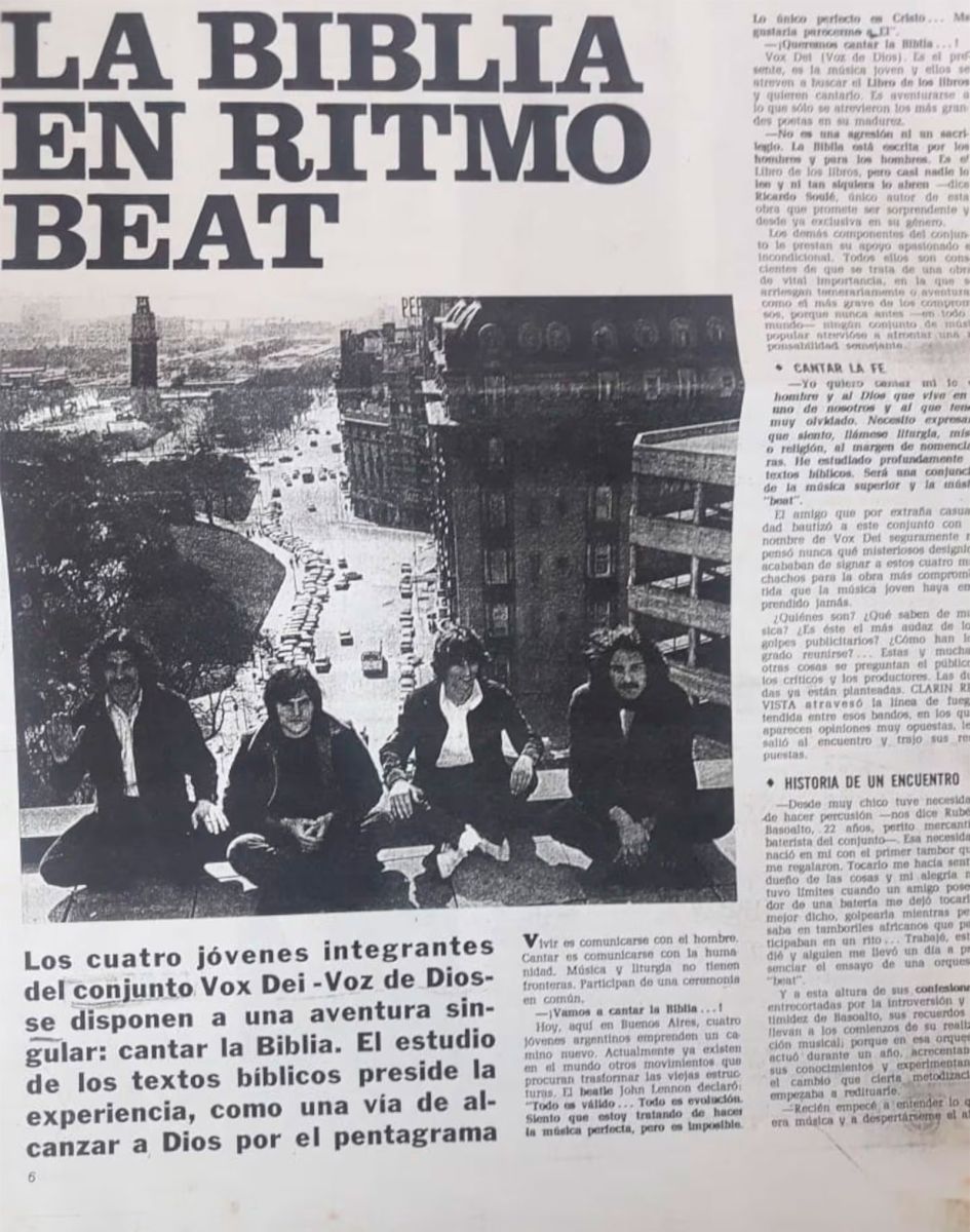 Entrevista a Vox Dei en Clarín 