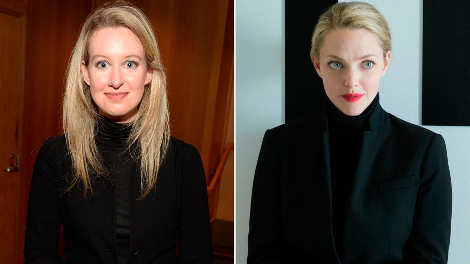 Elizabeth Holmes y su caracterización por parte de Amanda Seyfried. 